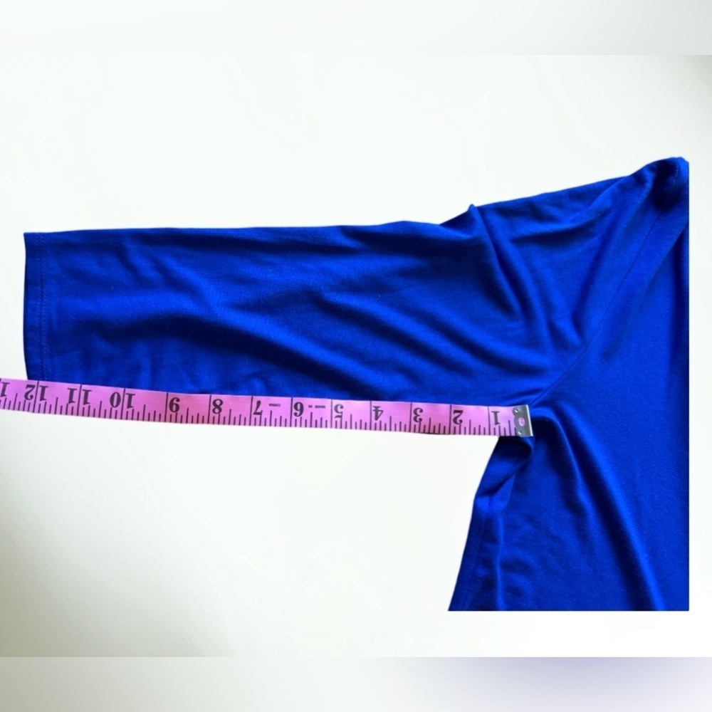 Tahari Blue V-Neck Top Three-Quarter Sleeve Large - Picture 12 of 12